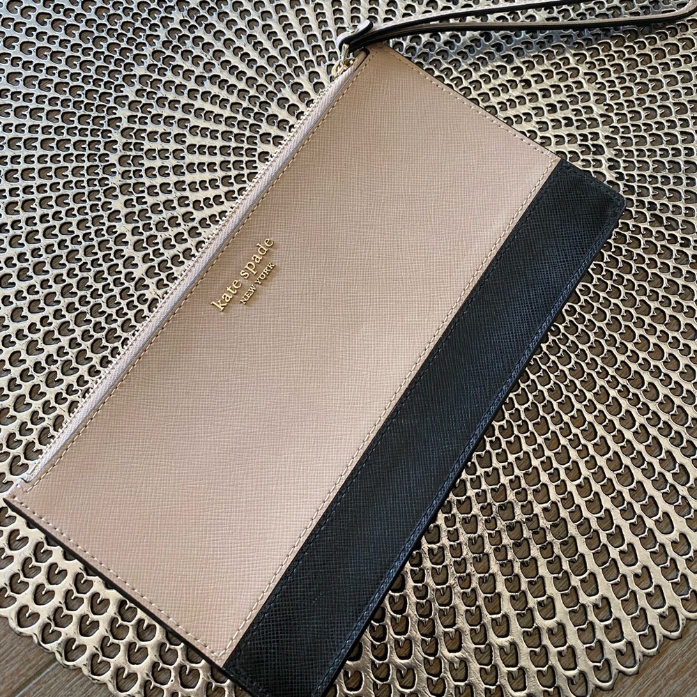 Kate Spade dusty rose and black clutch - never used